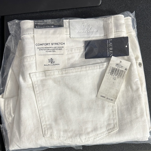 NWT Lauren Ralph Lauren High Rise Straight Ankle Jeans 33 waist / size 16 - Picture 5 of 5